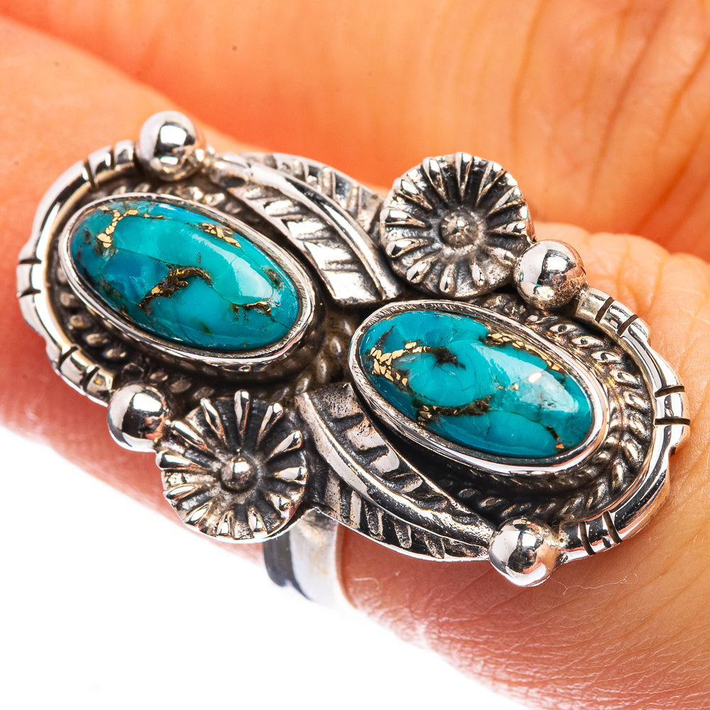 Blue Copper Composite Turquoise Ring Size 6 (925 Sterling Silver) R142924