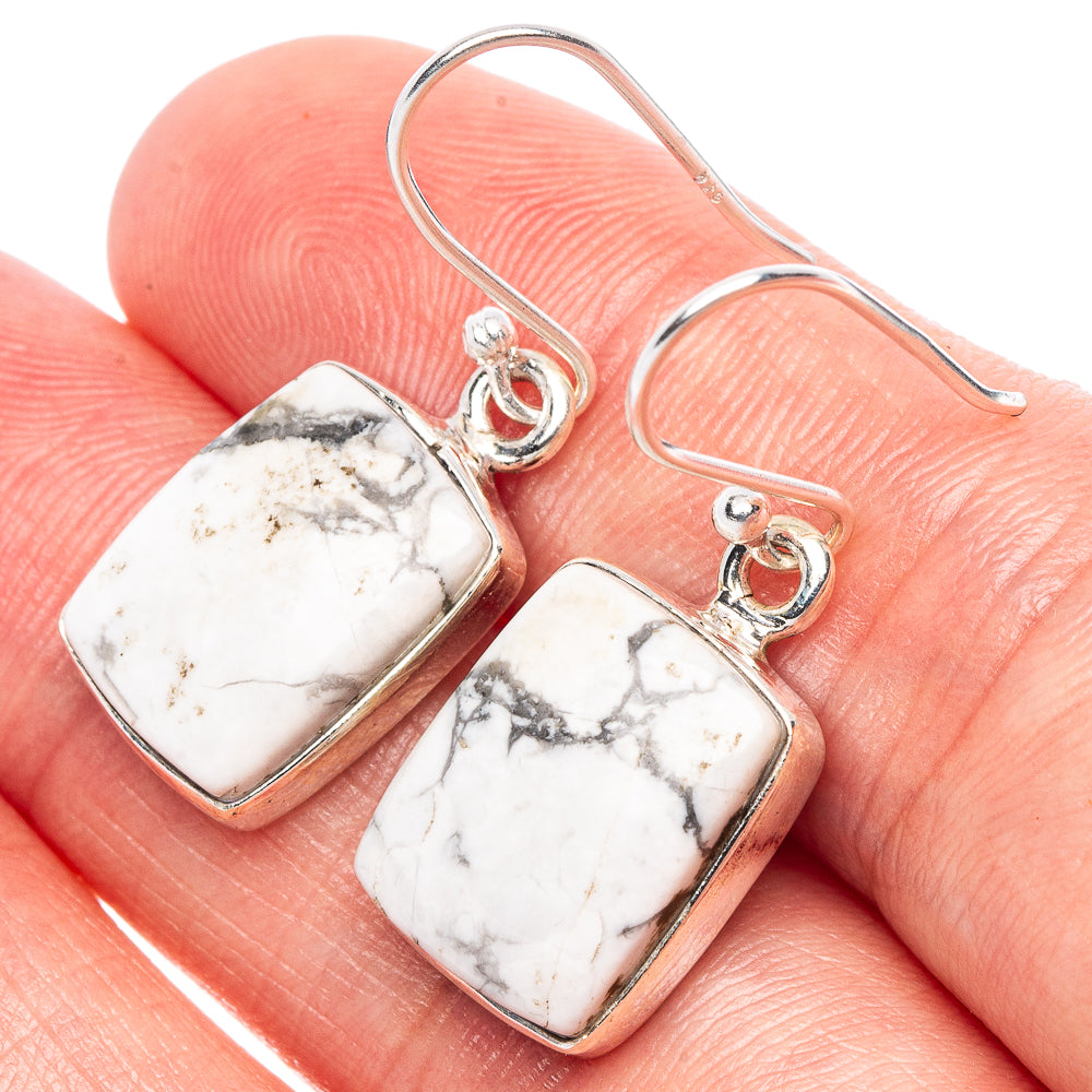 Howlite Earrings 1 1/4" (925 Sterling Silver) E1783
