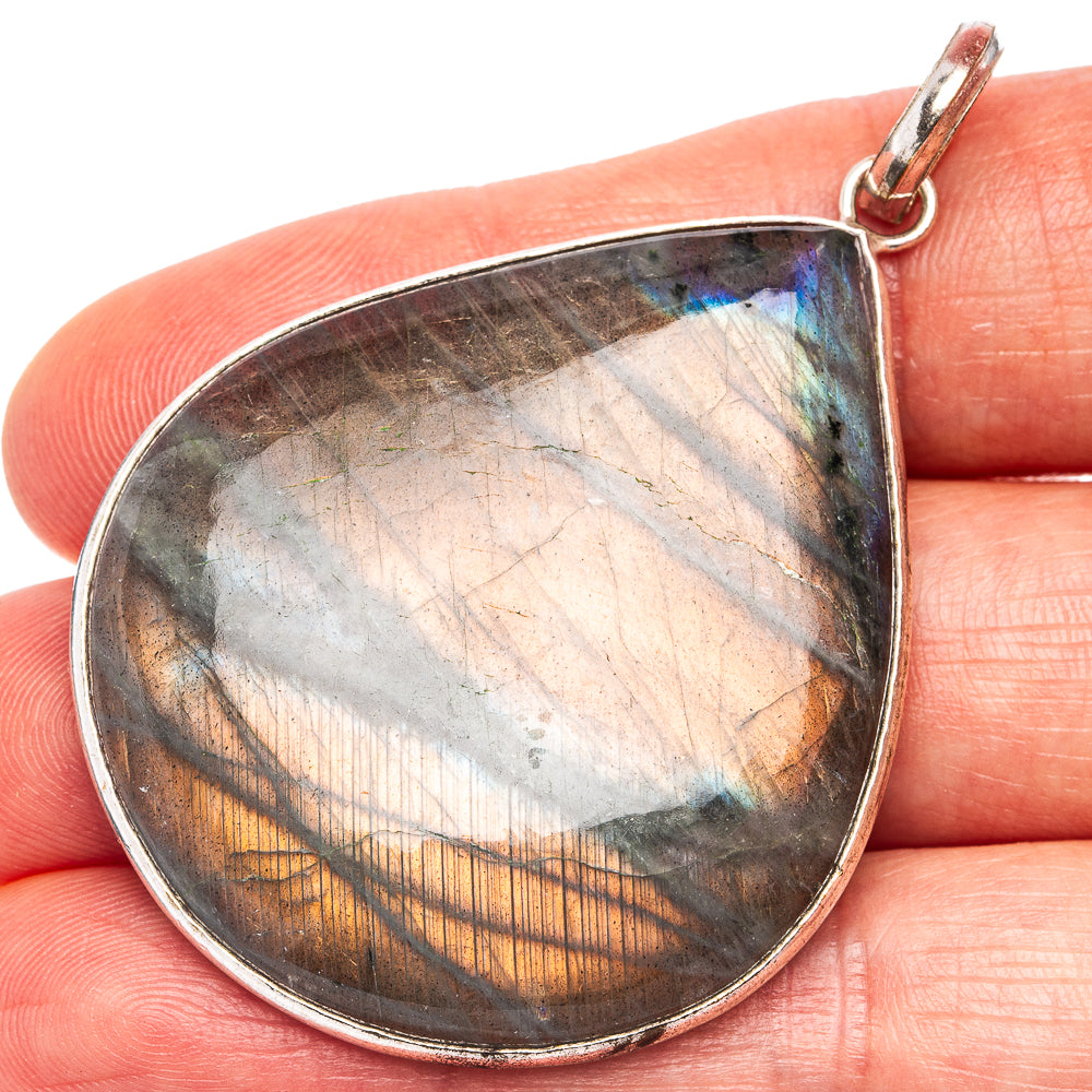Labradorite Pendant 2 1/4" (Silver Plated)