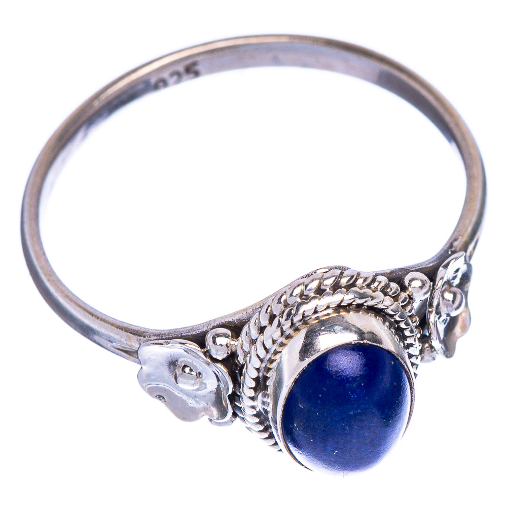 Lapis Lazuli Flower Dainty Ring Size 8.25 (925 Sterling Silver) R1003