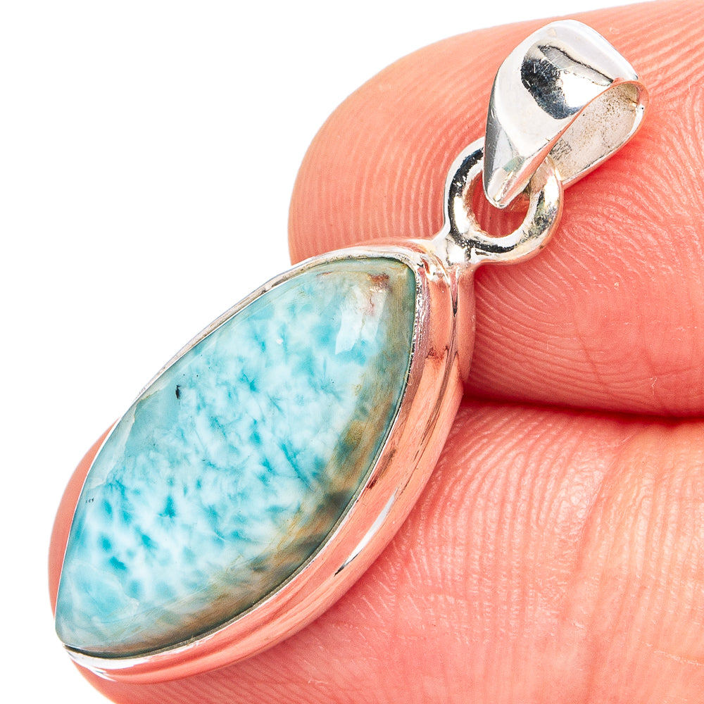 Rare Larimar Pendant 1 1/4" (.925 Sterling Silver)