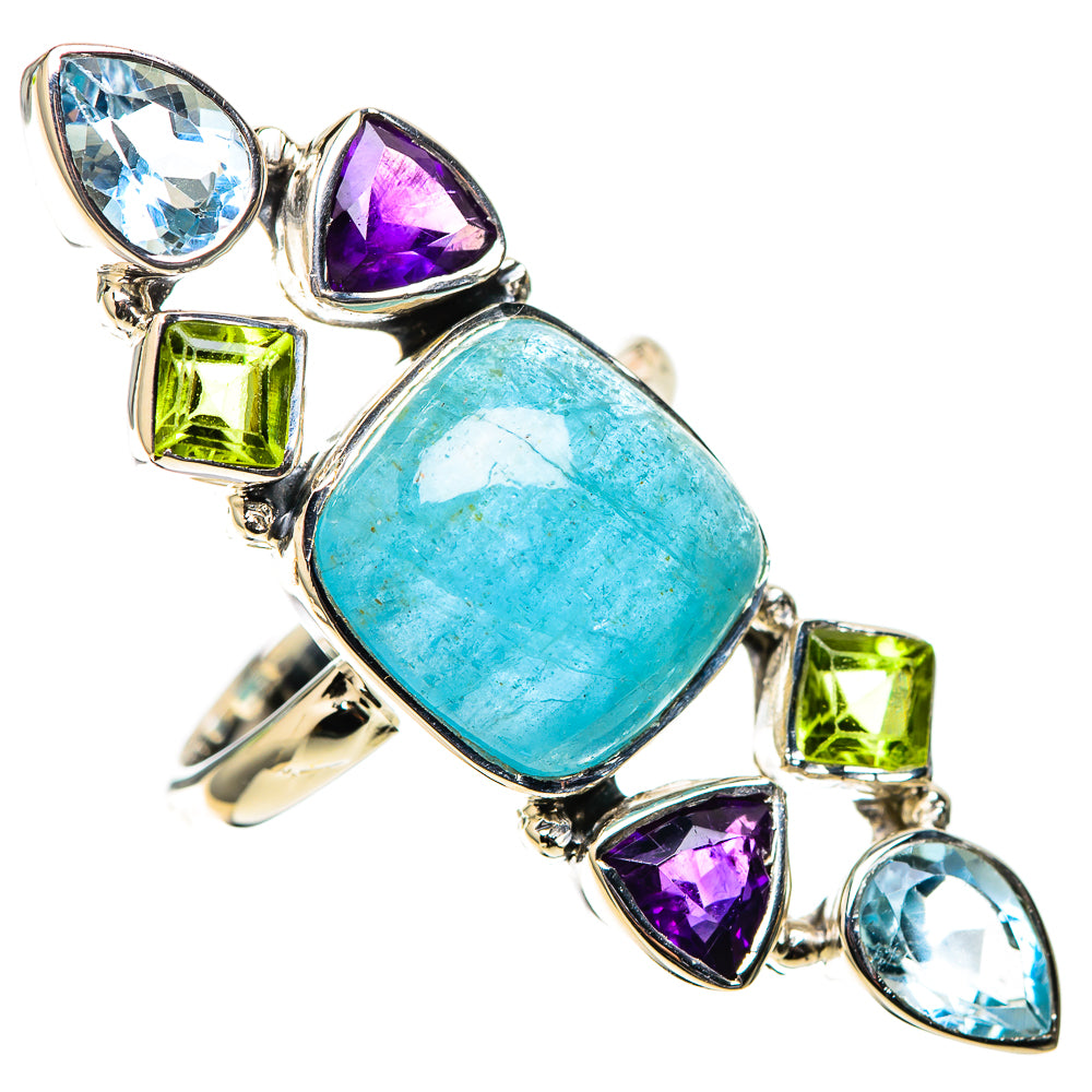 Signature Large Aquamarine, Amethyst, Peridot, Blue Topaz Ring Size 7.25 (925 Sterling Silver) RING138173
