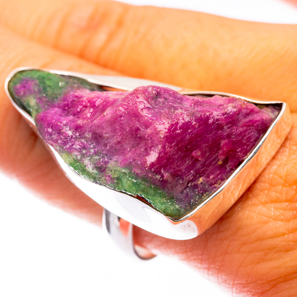 Large Raw Ruby Zoisite Ring Size 9.5 (925 Sterling Silver) R141212