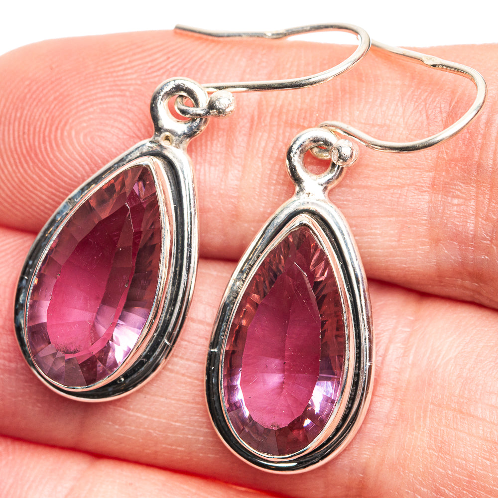Faceted Color Change Alexandrite (Lab.) Earrings 1 3/8" (925 Sterling Silver) E432613