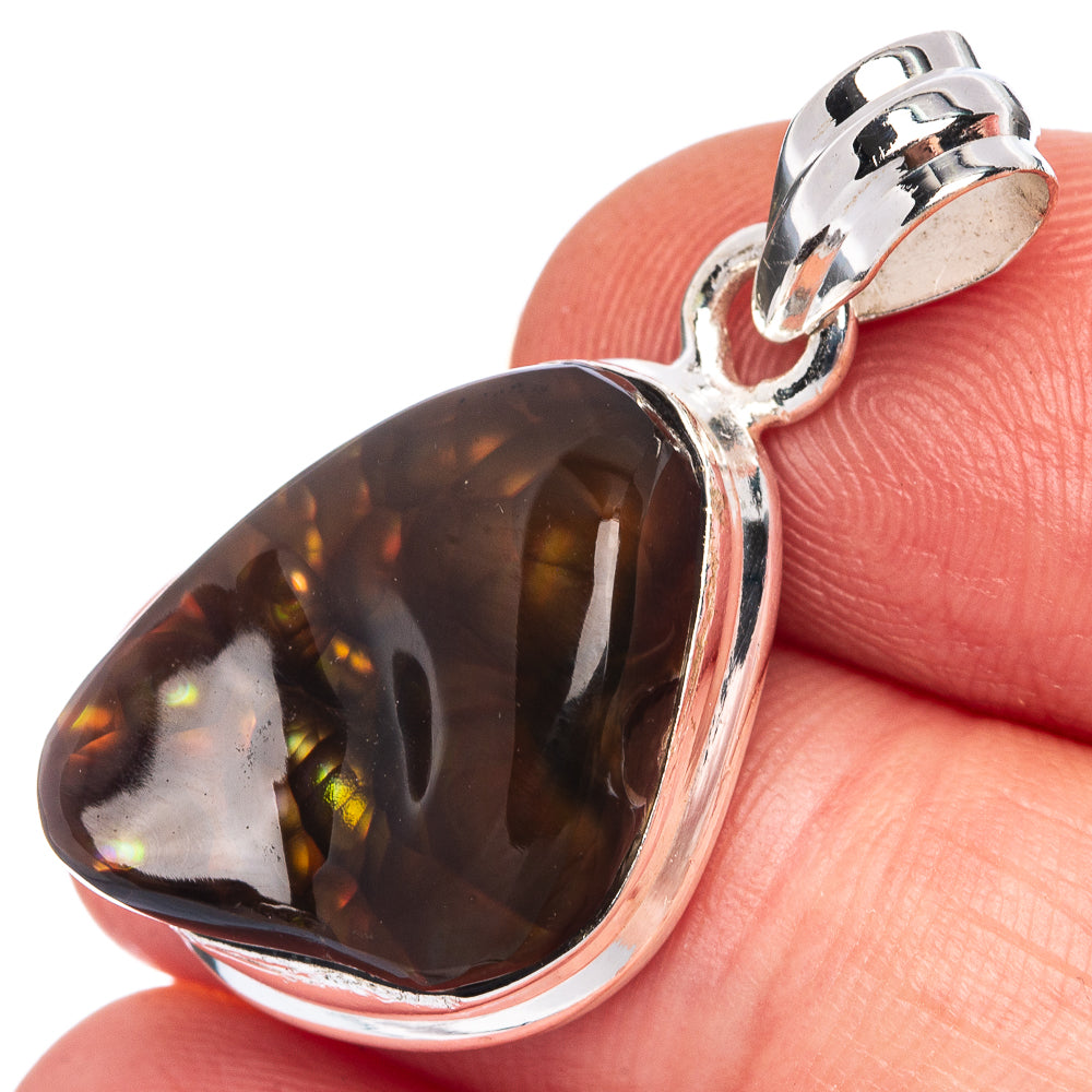 Rare Mexican Fire Agate Pendant 1 1/4" (925 Sterling Silver) P39993