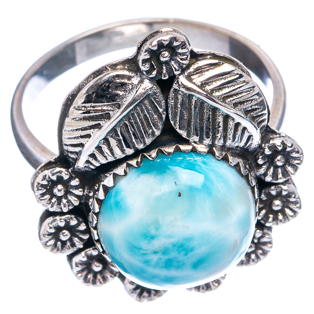 Native Style Larimar Ring Size 8.75 (.925 Sterling Silver)