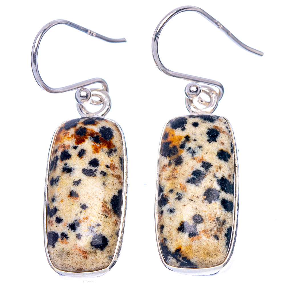 Dalmatian Jasper Earrings 1 3/8" (925 Sterling Silver) E1808