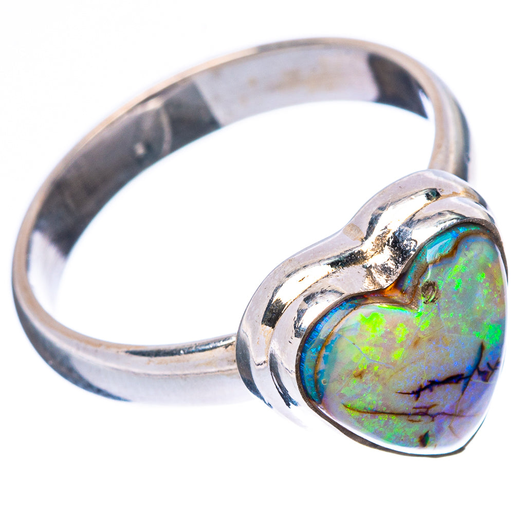 Rare Sterling Opal Heart Ring Size 8.75 (925 Sterling Silver) R4354