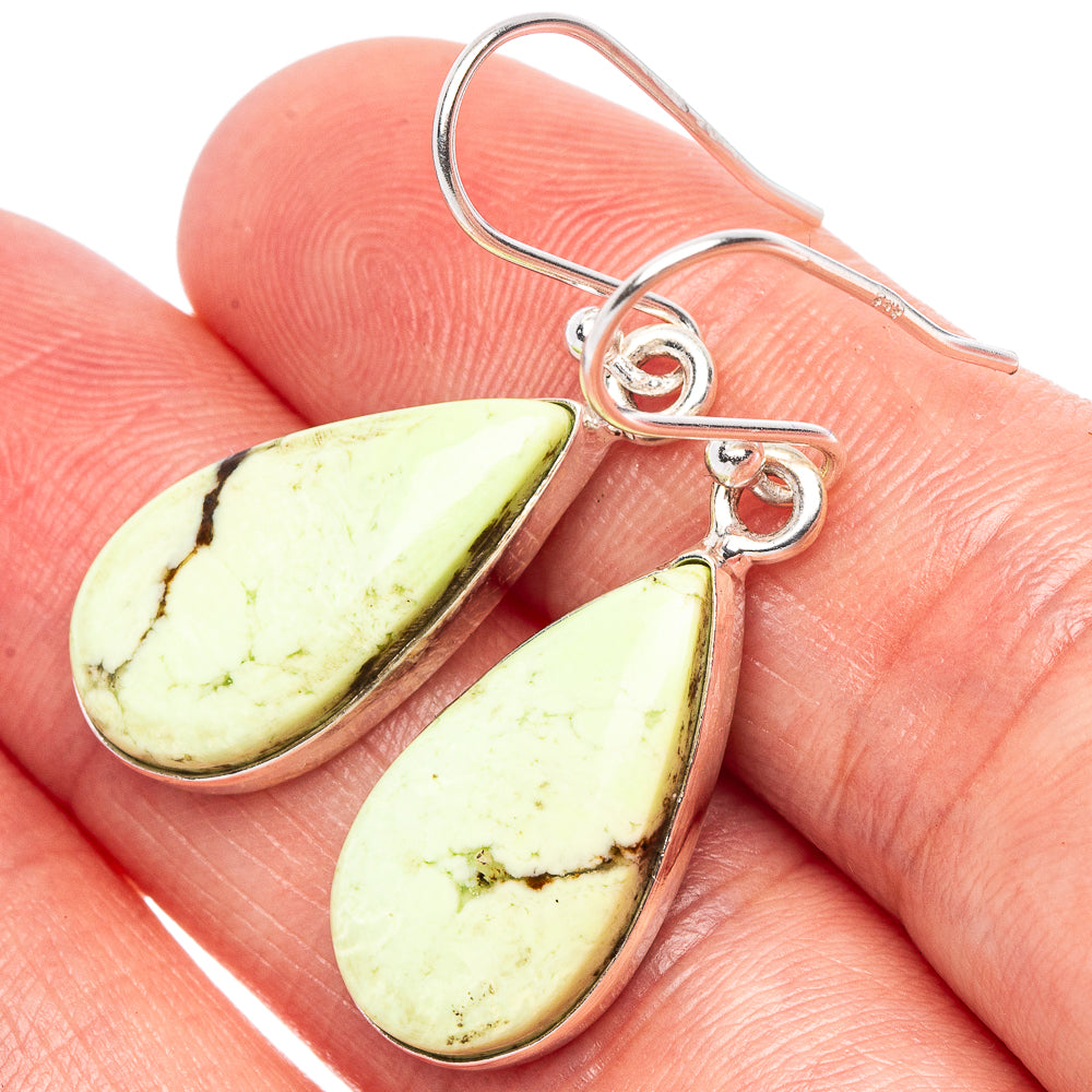 Lemon Chrysoprase Earrings 1 3/8" (925 Sterling Silver) E1803