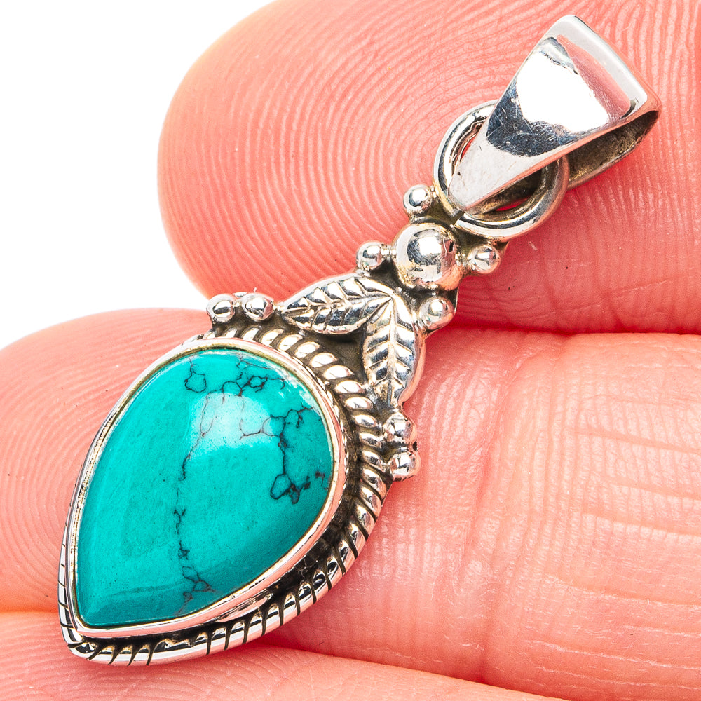 Turquoise Howlite Pendant 1 1/4" (925 Sterling Silver) P45379