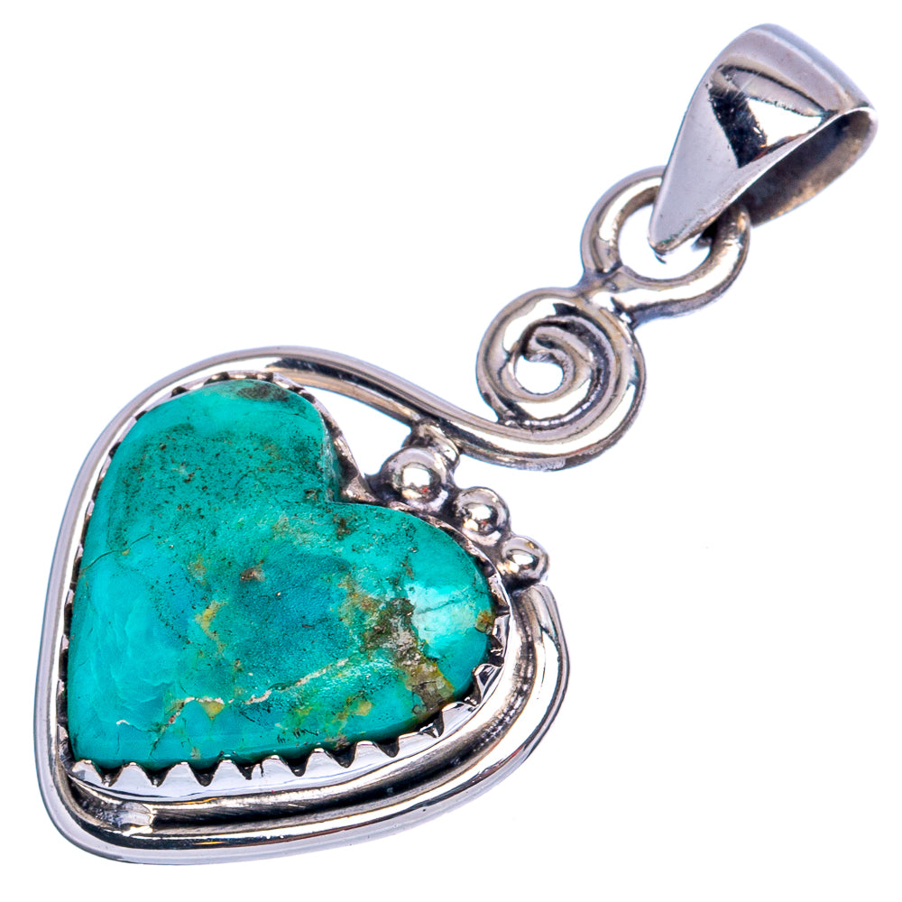 Rare Arizona Turquoise Heart Pendant 1 1/4" (925 Sterling Silver) P42091