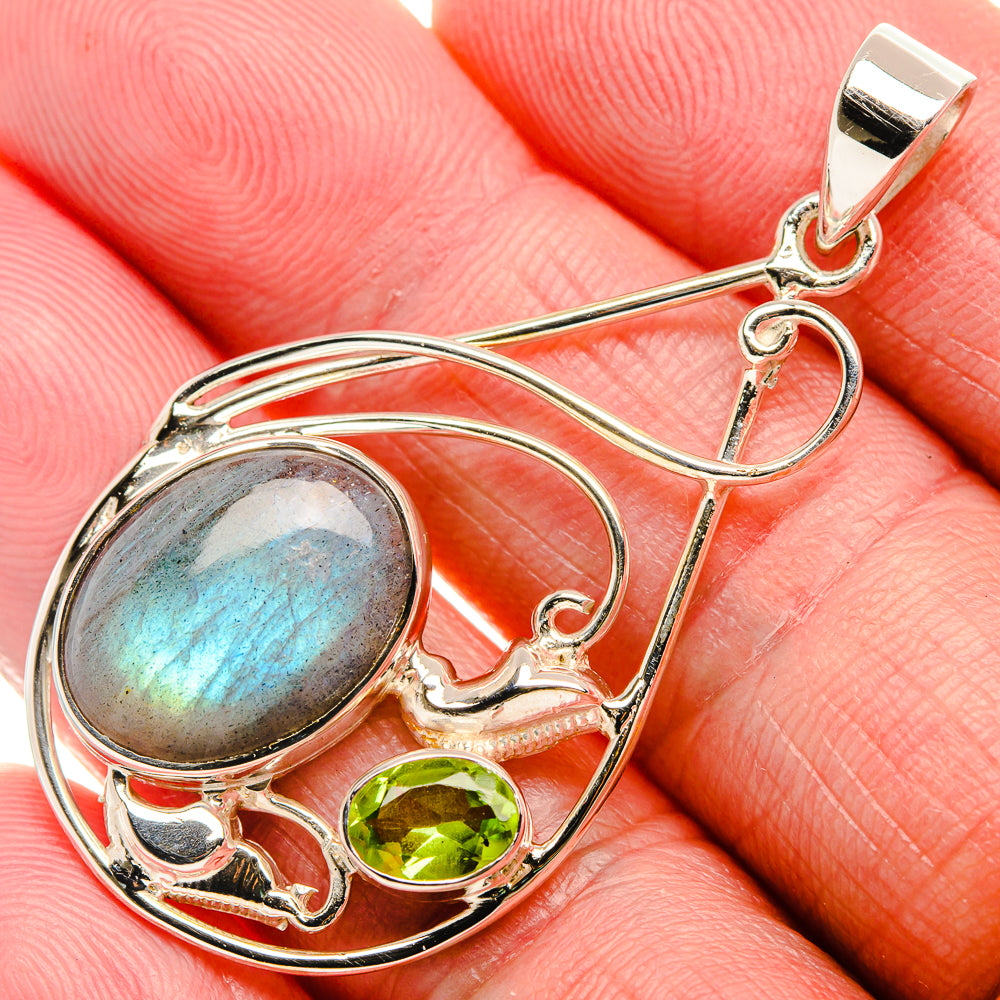 Premium Labradorite, Peridot 925 Sterling Silver Pendant 2" (925 Sterling Silver) PD37782