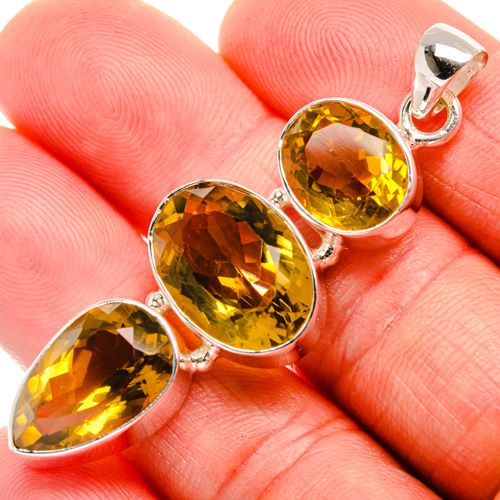 Faceted Citrine Pendant 2 1/4" (925 Sterling Silver) PD38232