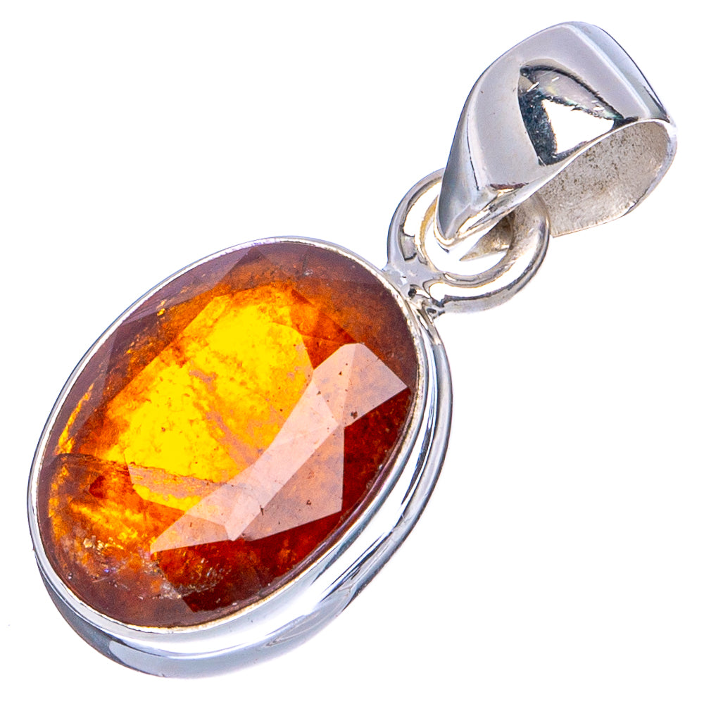 Hessonite Garnet Pendant 7/8" (.925 Sterling Silver)