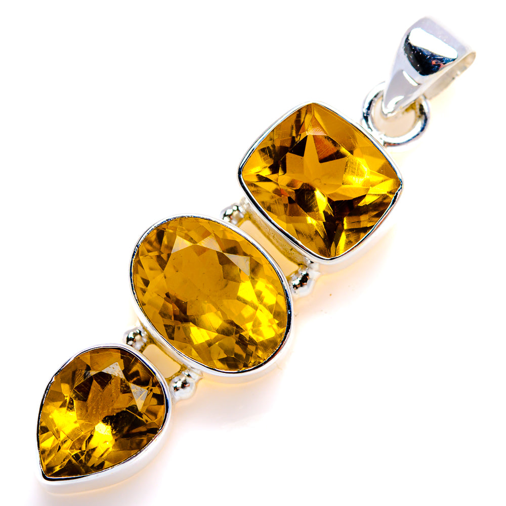 Faceted Citrine Pendant 2" (925 Sterling Silver) PD38155