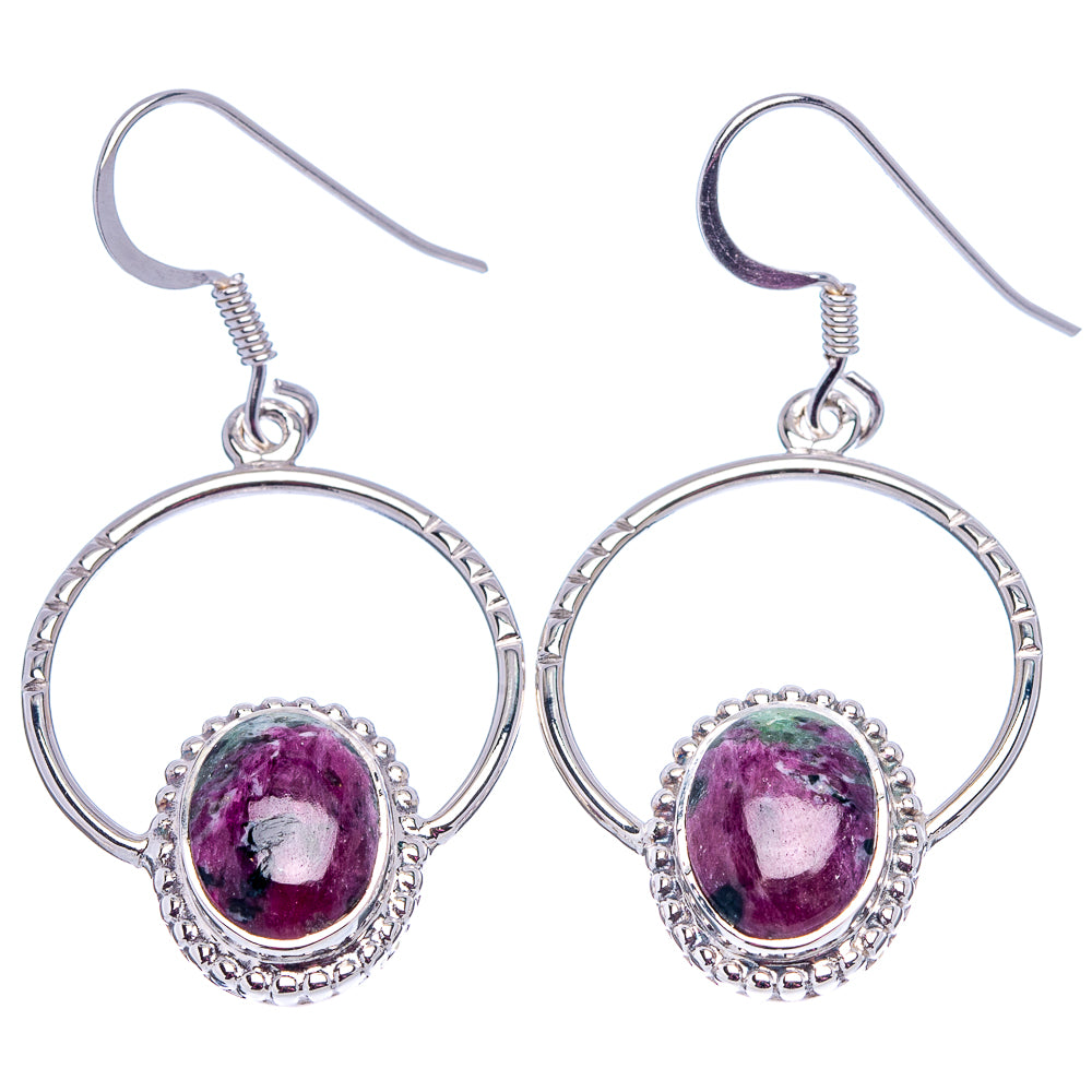 Premium Ruby Zoisite Earrings 1 3/4" (.925 Sterling Silver)