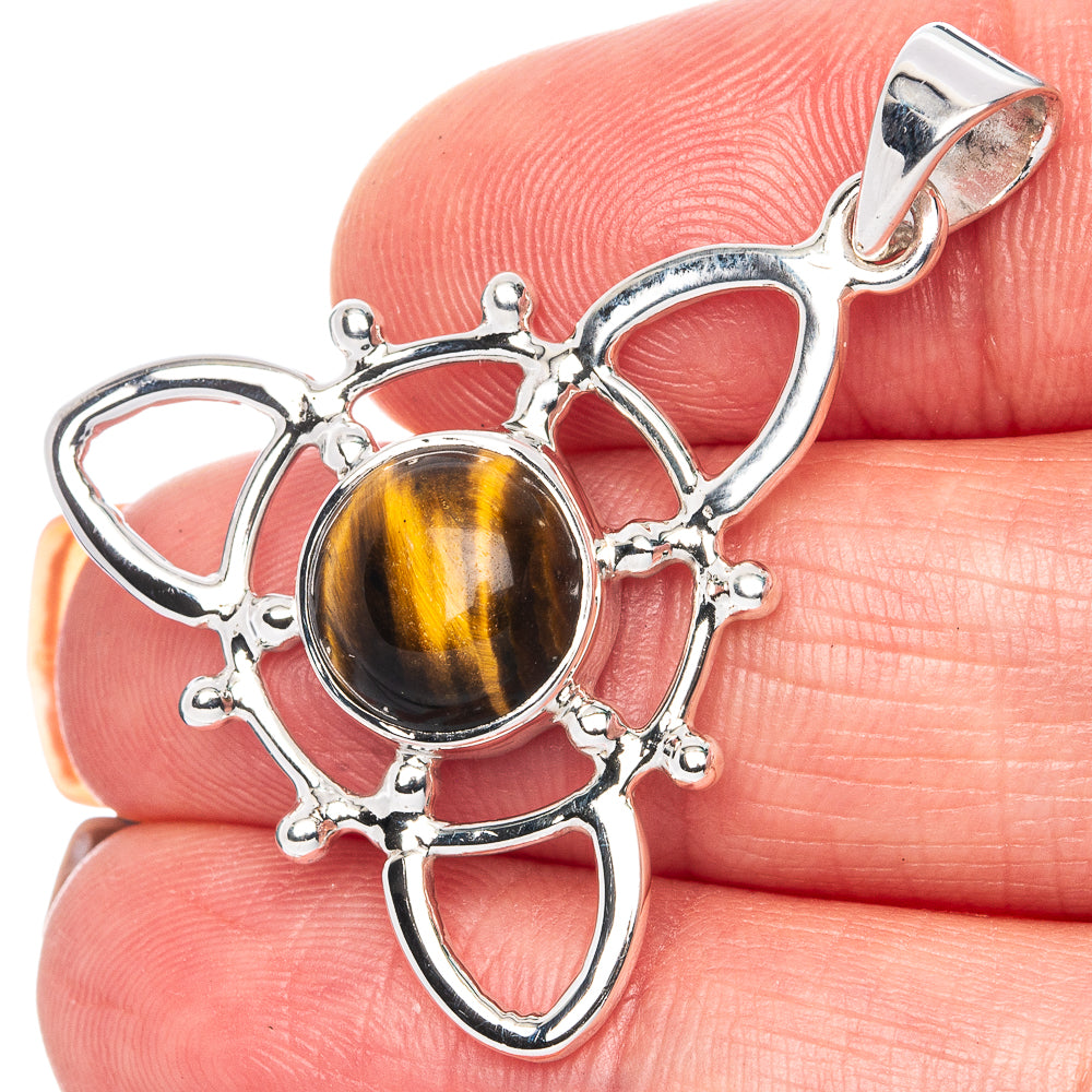 Premium Tiger Eye Pendant 1 3/8" (925 Sterling Silver) P41847