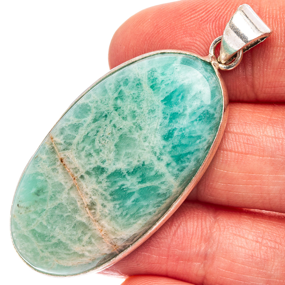 Amazonite Pendant 2 1/8" (Silver Plated)