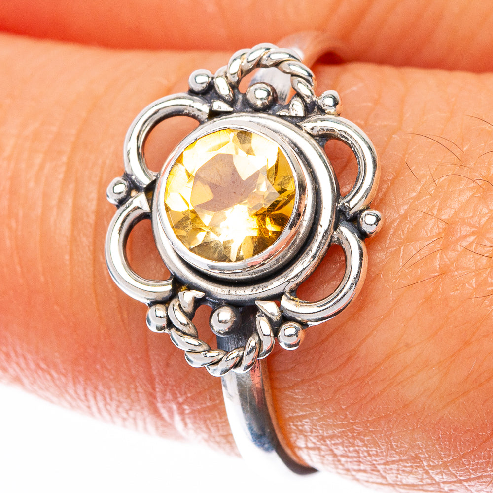 Faceted Citrine Dainty Ring Size 8.25 (925 Sterling Silver) R145012