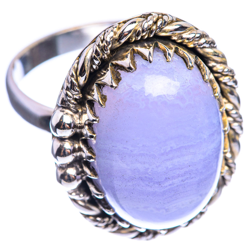 Blue Lace Agate 925 Sterling Silver Ring Size 10