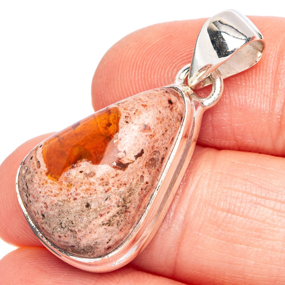 Rare Mexican Fire Opal Pendant 1 3/8" (925 Sterling Silver) P40413