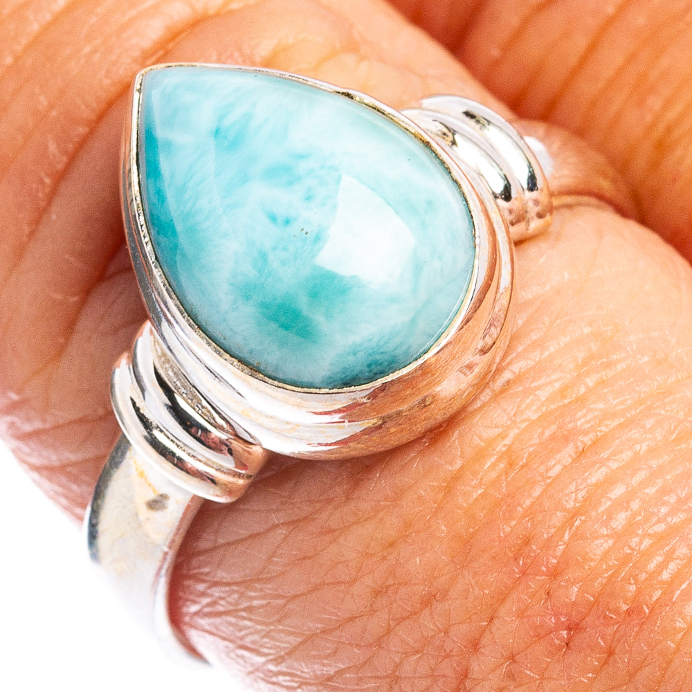 Rare Larimar Ring Size 9 (.925 Sterling Silver)
