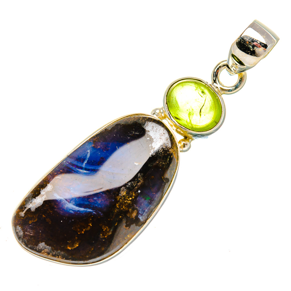 Boulder Opal, Peridot Pendant 2" (925 Sterling Silver) PD37881