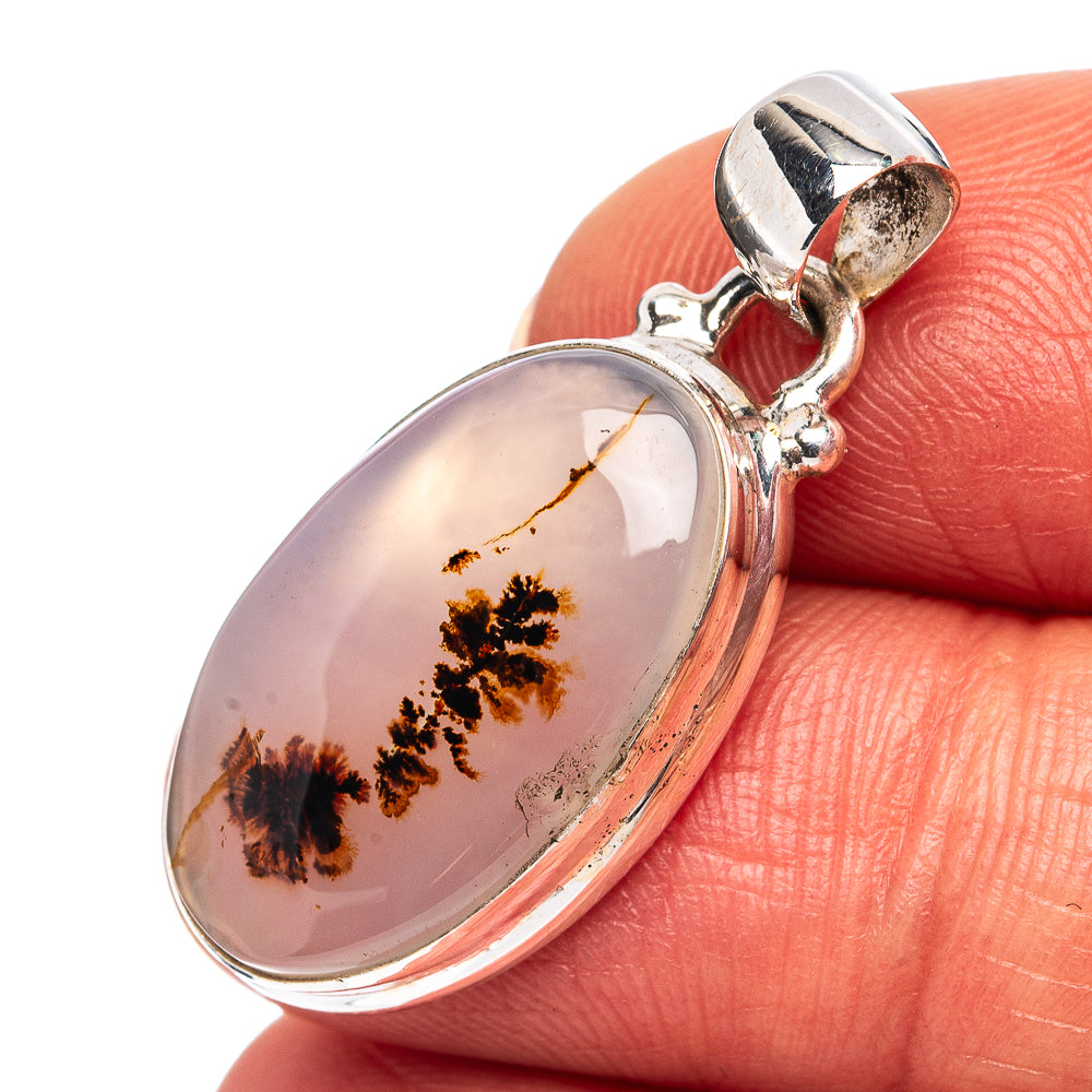 Scenic Dendritic Agate Pendant 1 1/4" (.925 Sterling Silver)