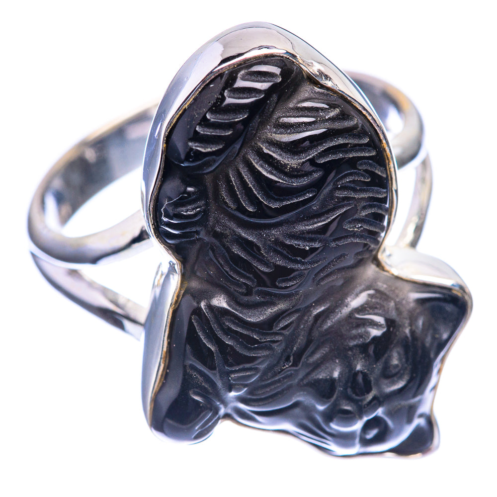 Black Onyx Cat Ring Size 9 (925 Sterling Silver) R142015