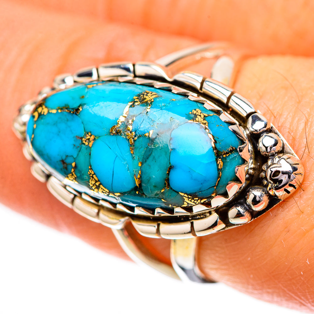Blue Copper Composite Turquoise Ring Size 7.25 (925 Sterling Silver) RING139831