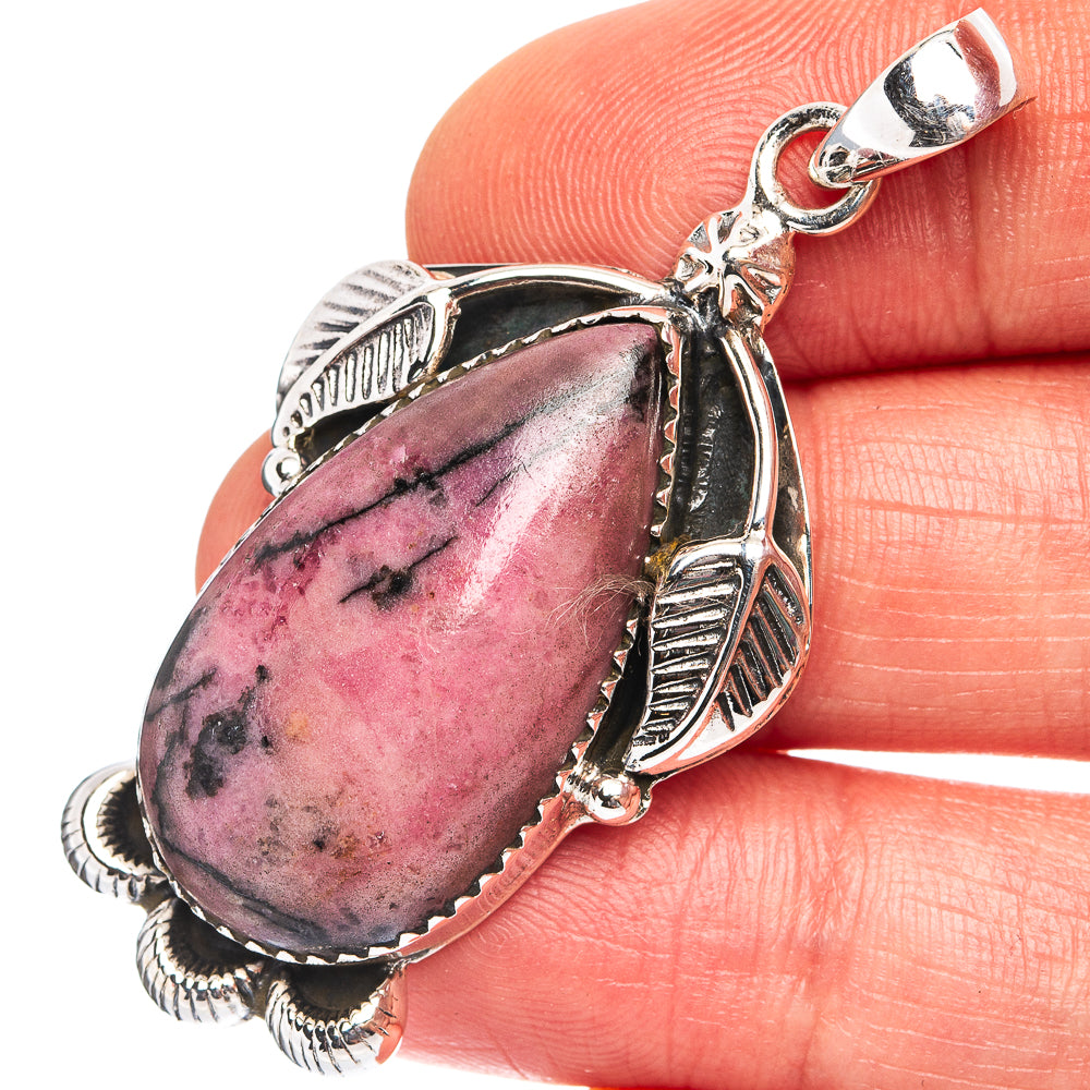 Premium Rhodonite Pendant 2" (.925 Sterling Silver)