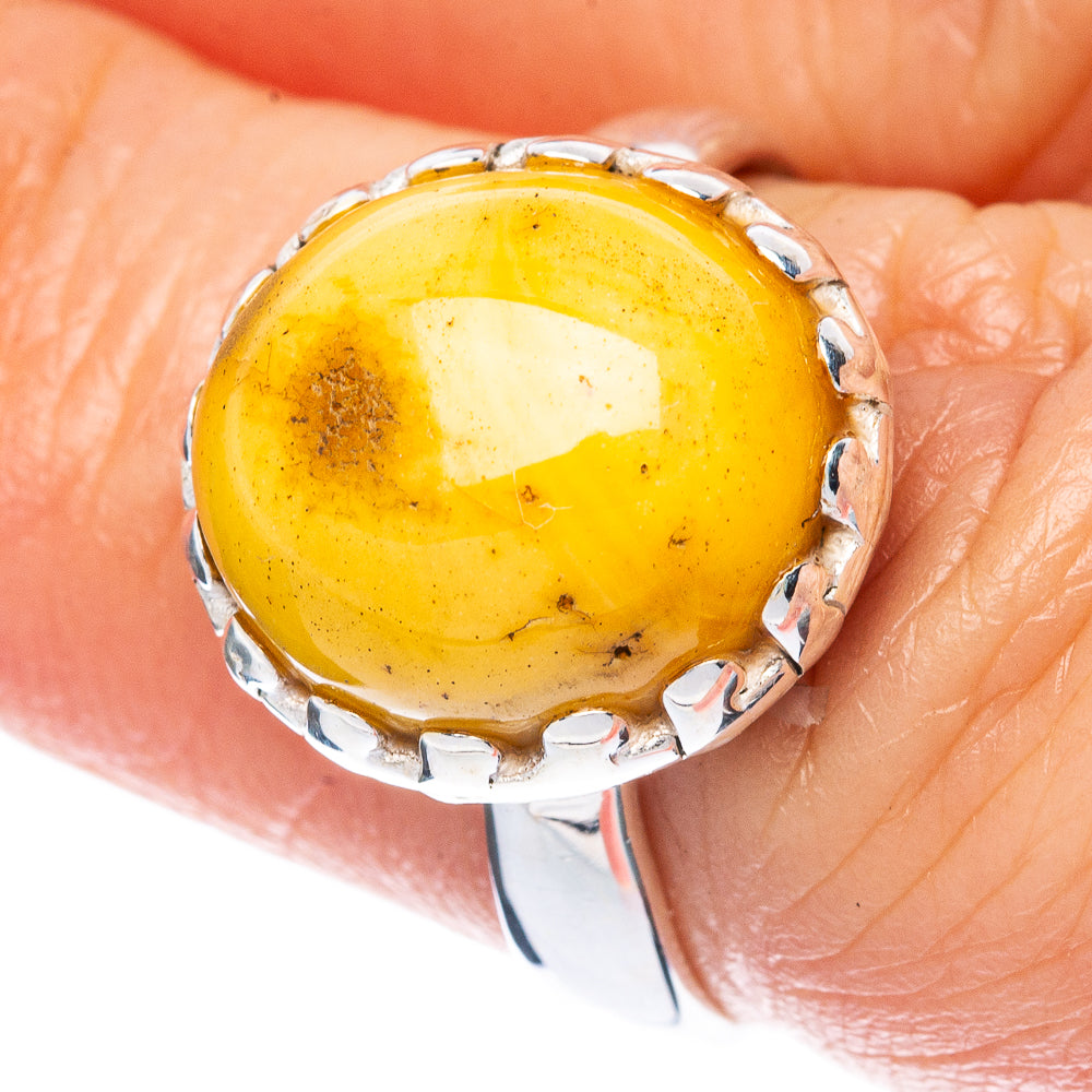 Amber Ring Size 6.75 (925 Sterling Silver) R2959