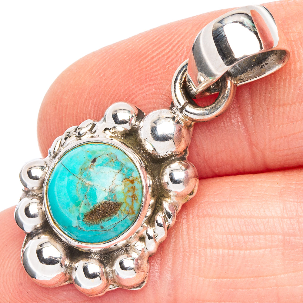 Rare Kingman Turquoise Pendant 1 3/8" (.925 Sterling Silver)