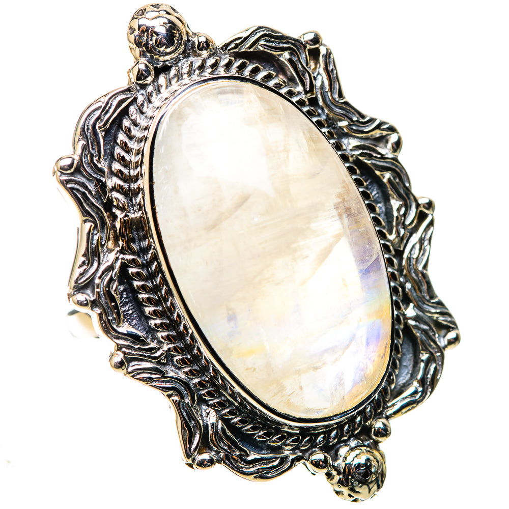 Signature Large Rainbow Moonstone Ring Size 8.25 (925 Sterling Silver) RING138134