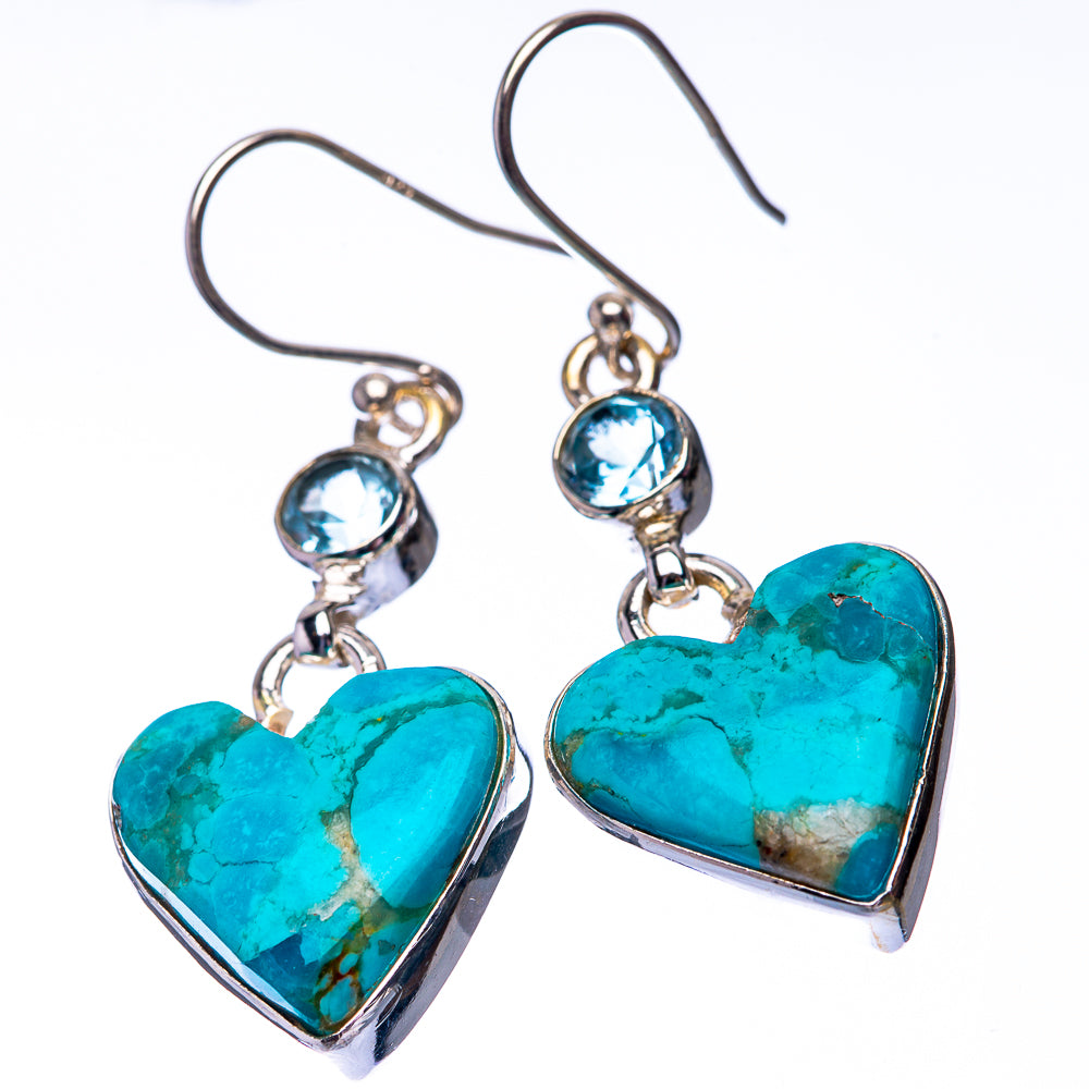Chrysocolla, Blue Topaz 925 Sterling Silver Earrings 1 5/8" (925 Sterling Silver) EARR432211