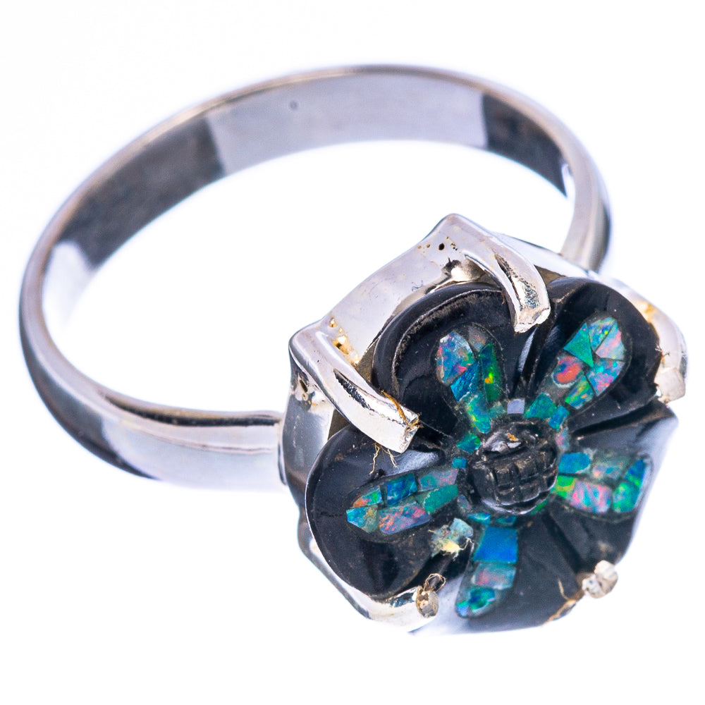 Black Onyx Opal Flower 925 Sterling Silver Ring Size 7 Ana Co R2512
