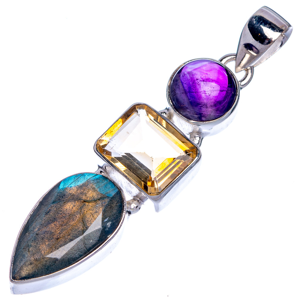 Labradorite, Citrine, Amethyst Pendant 2 1/8" (925 Sterling Silver) P39788