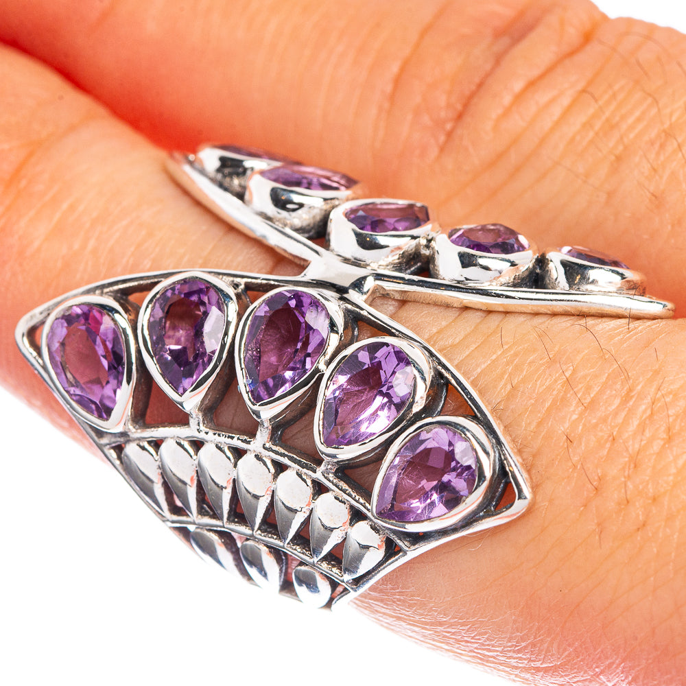 Large Faceted Amethyst Ring Size 7.25 (925 Sterling Silver) R144323