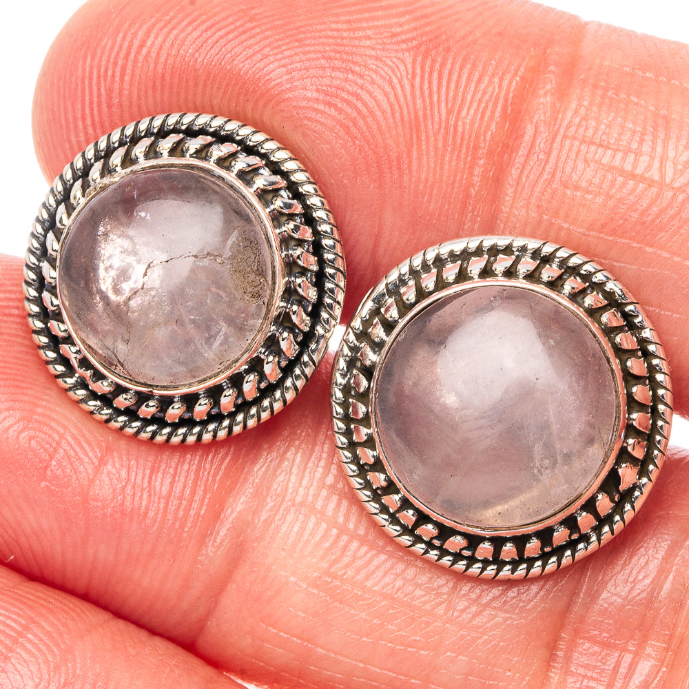 Rose Quartz Earrings 5/8" (925 Sterling Silver) E1534