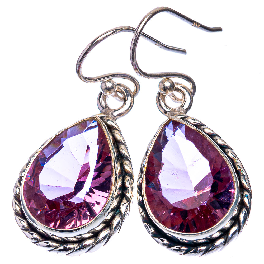 Faceted Color Change Alexandrite (Lab.) Earrings 1 1/4" (925 Sterling Silver) E432597