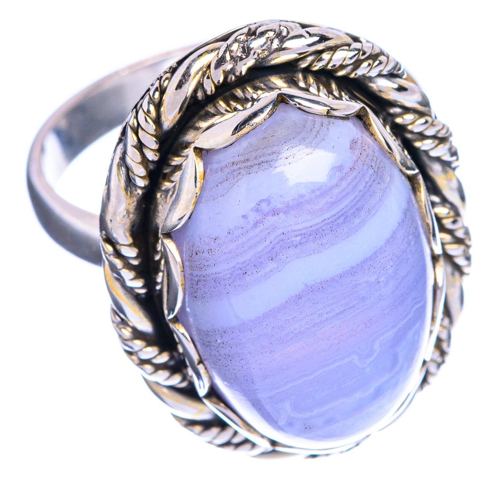 Blue Lace Agate Ring Size 7.25 (925 Sterling Silver) R144275