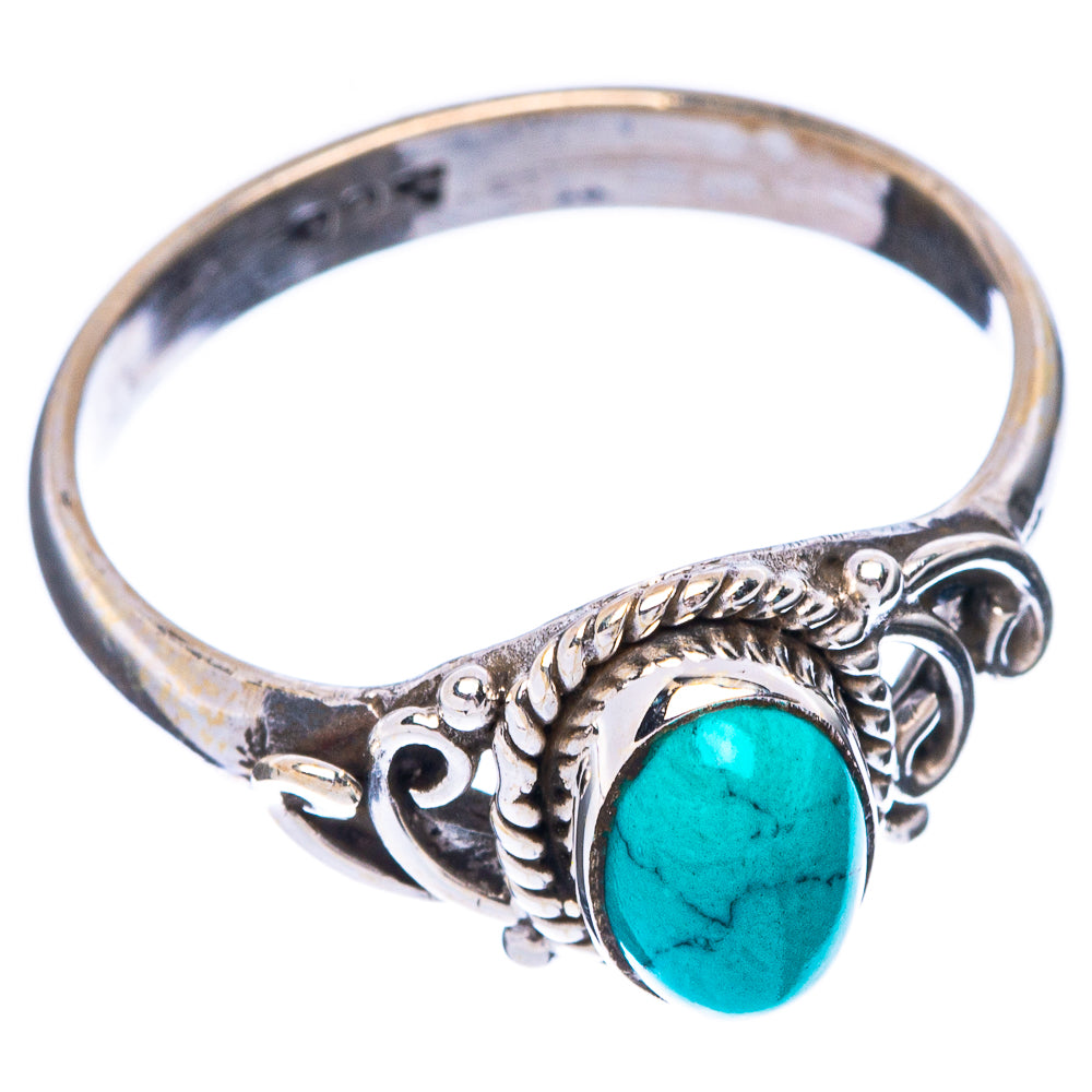 Tibetan Turquoise Dainty Ring Size 6.75 (925 Sterling Silver) R5820