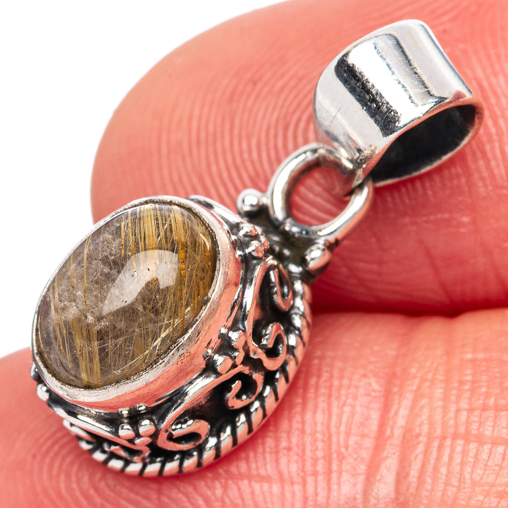 Rutilated Quartz Pendants 7/8" (925 Sterling Silver) P42344