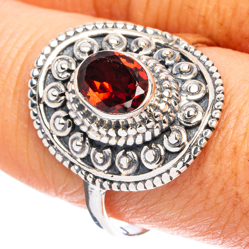 Garnet Ring Size 10 (925 Sterling Silver) R8276