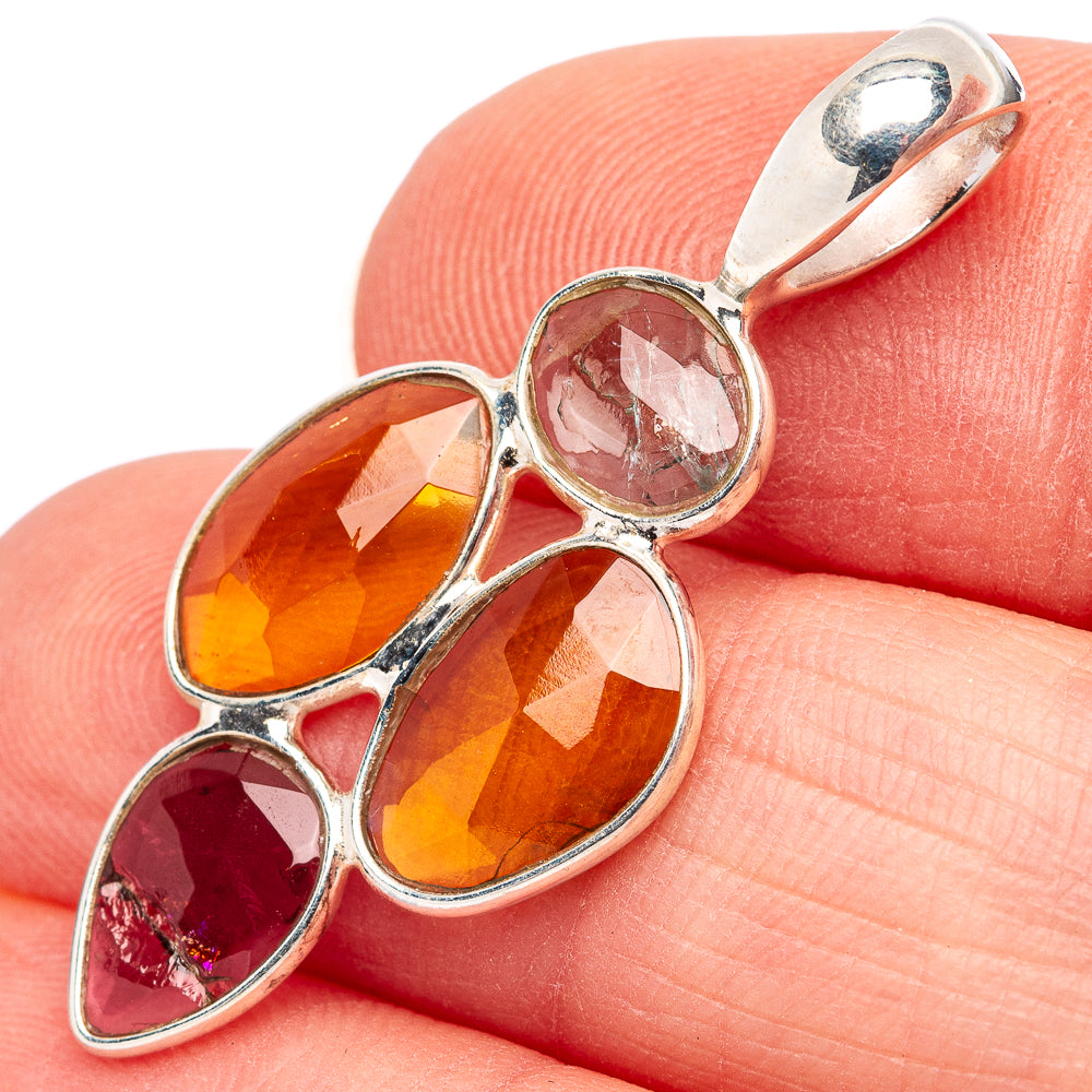 Rare Faceted Tourmaline Pendant 1 3/8" (.925 Sterling Silver)