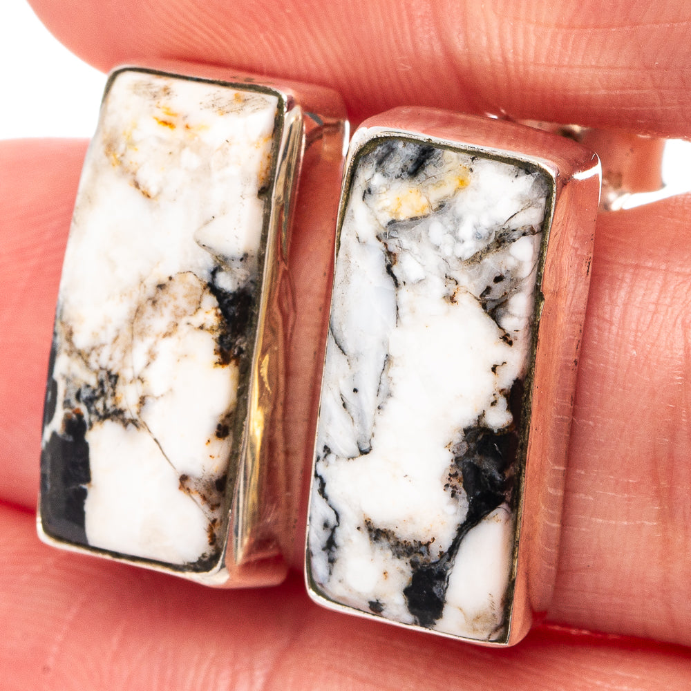 White Buffalo Turquoise Earrings 3/4" (.925 Sterling Silver)