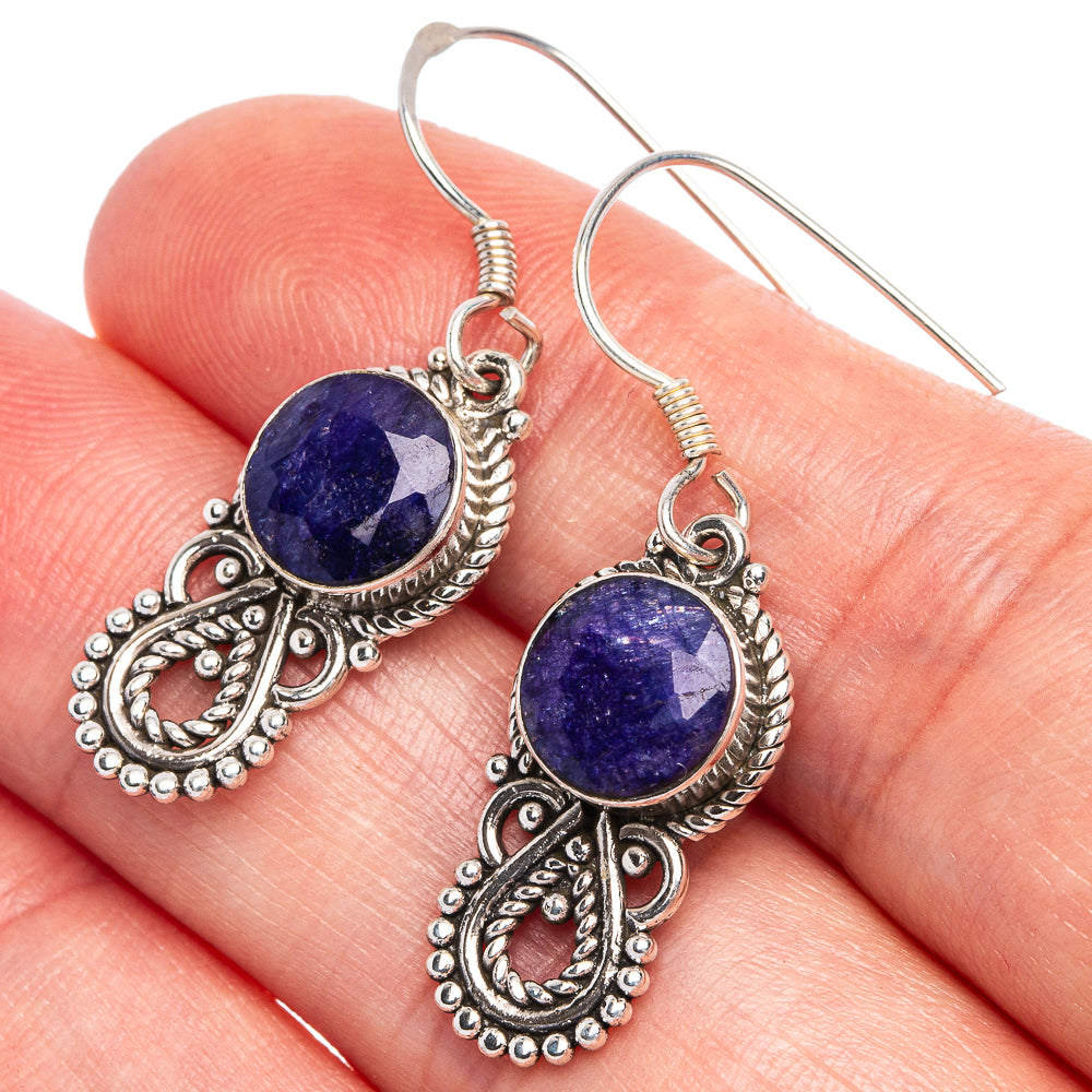 Blue Sillimanite Earrings 1 3/8" (925 Sterling Silver) E433385