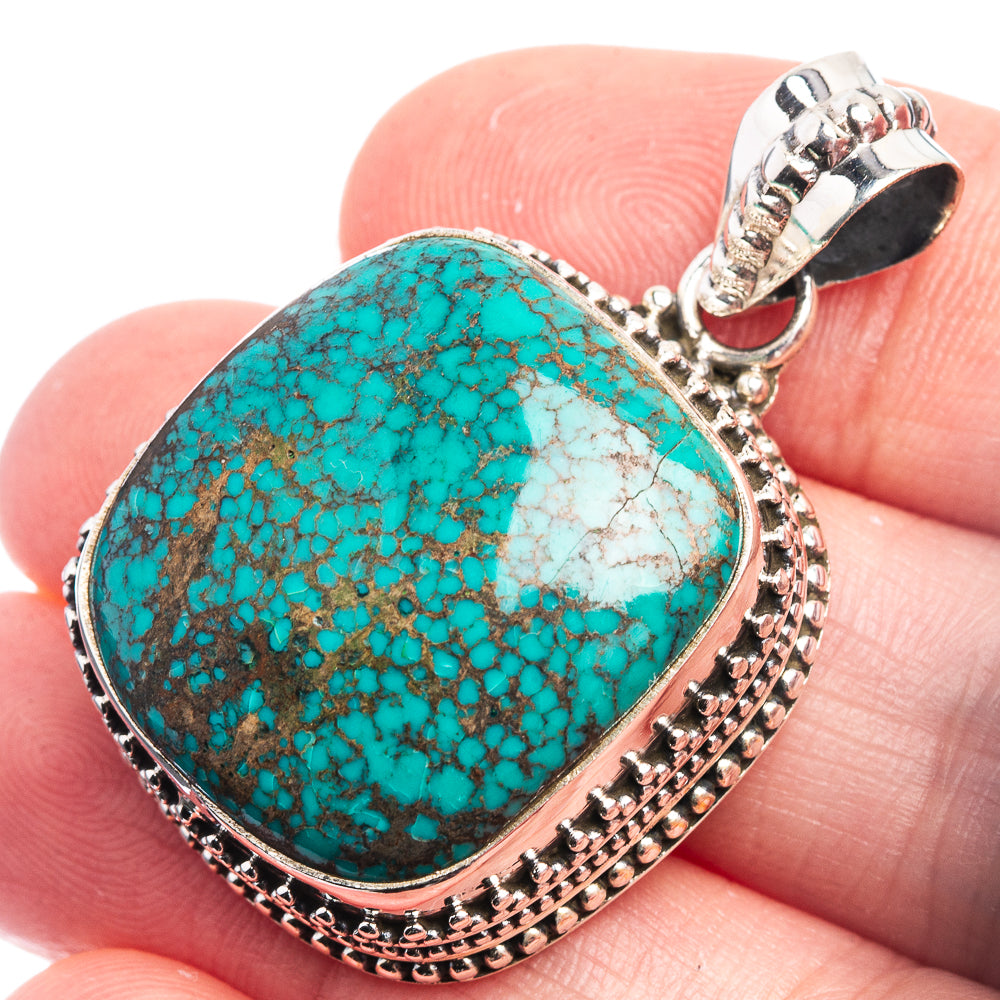 Tibetan Turquoise Pendant 1 1/2" (925 Sterling Silver) P38962