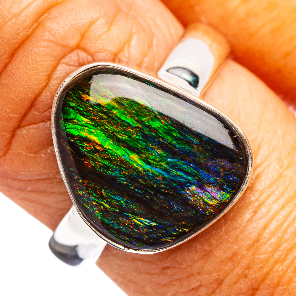 Premium Canadian Ammolite Ring Size 8 (.925 Sterling Silver)