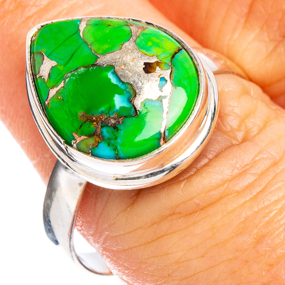 Green Copper Turquoise Ring Size 9 (.925 Sterling Silver)